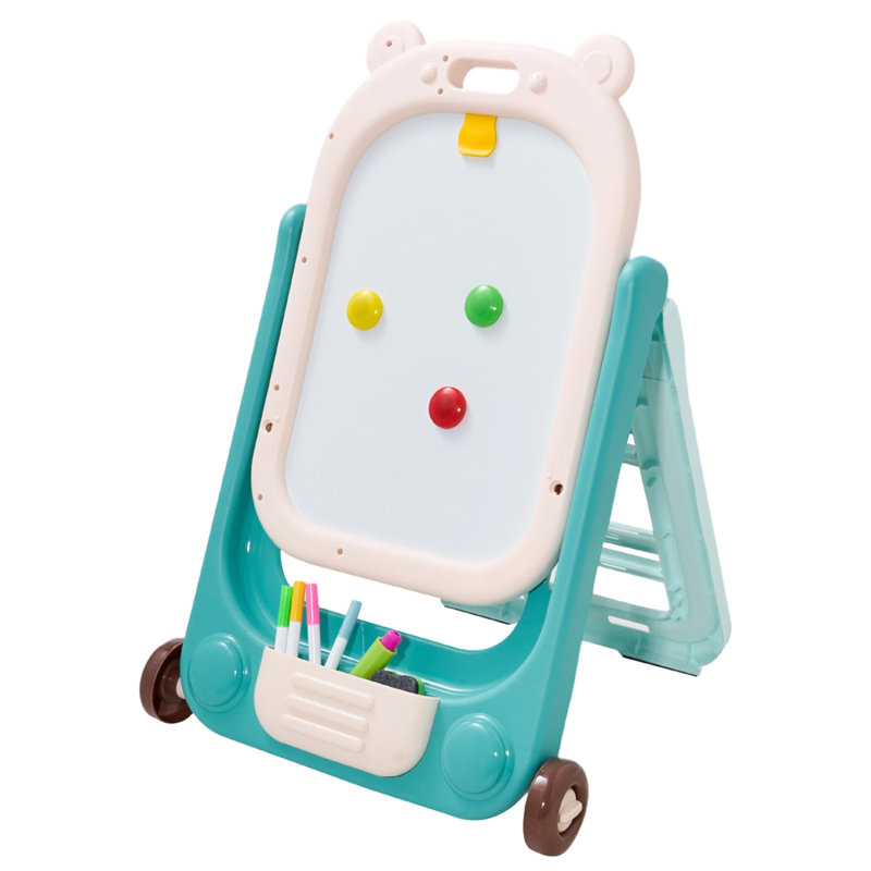 Height-Adjustable Dual-Sided Magnetic Easel for Kids