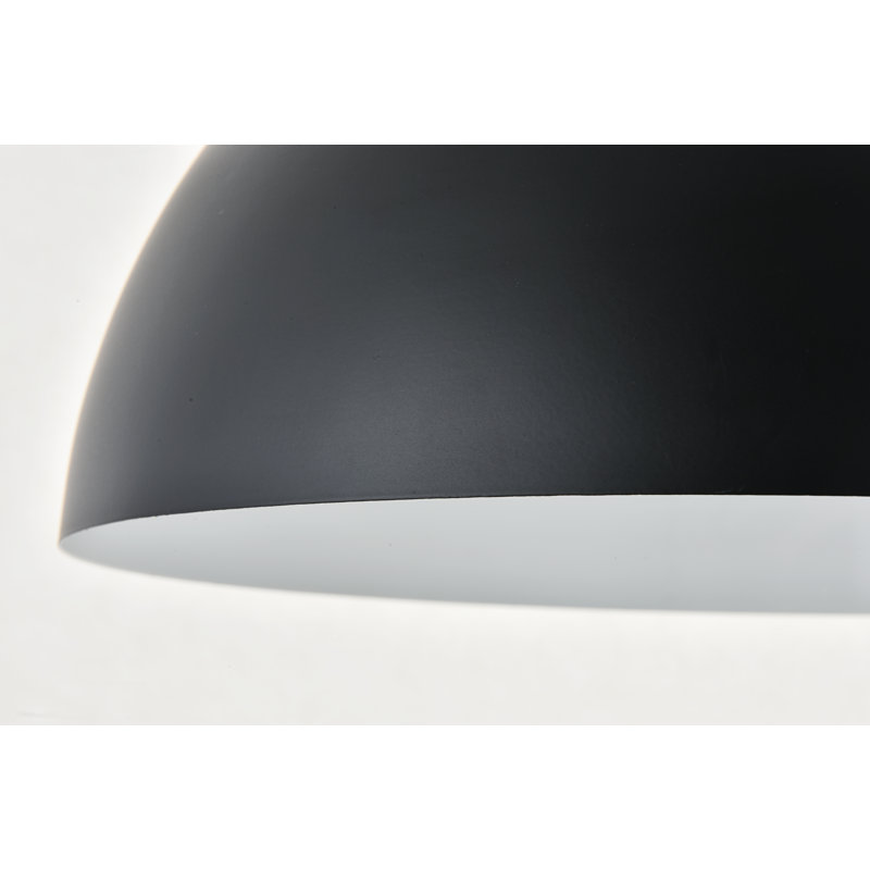 Luminaire suspendu en forme de dôme à 1 lumière à intensité variable Rancourt, Noir, H 8,6 po x l 15,7 po x P 15,7 po