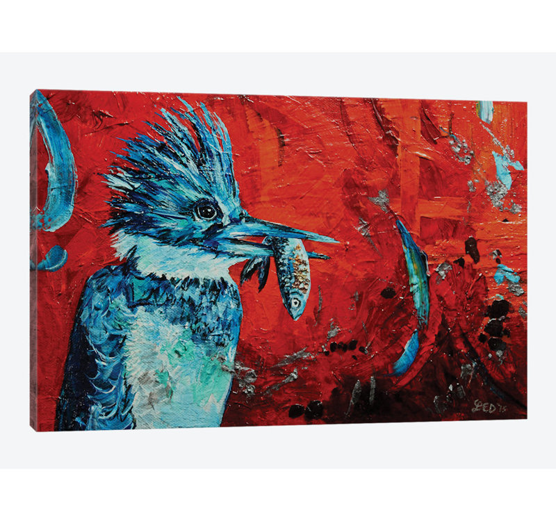 « kingfisher », reproduction sur toile, Papier d'art encadré noir, Blanc, H 16 po x l 24 po x P 1 po