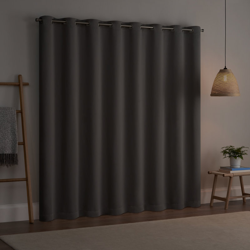 Eclipse Blackout Curtains, Darrell Thermaweave Grommet Sliding Door Curtains 84 in x 100 in, in Grey, Grey