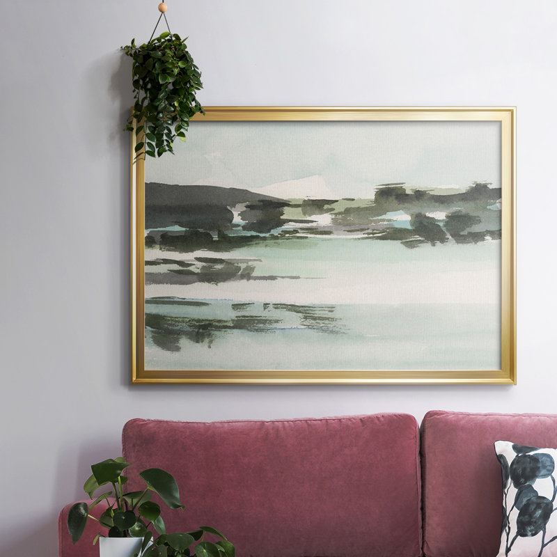 Toile tendue avec cadre Turquoise Marsh II, Or, H 26 po x l 38 po x P 1,5 po