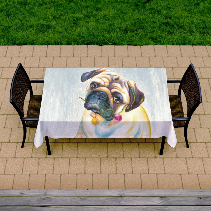 Cute Pug Tablecloth | Indoor/Outdoor Pet Decor | Home Bedroom