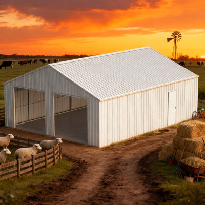 33FT x 25FT Metal Garage Barn – Reinforced Steel Structure with Dual Doors  Storage Shed