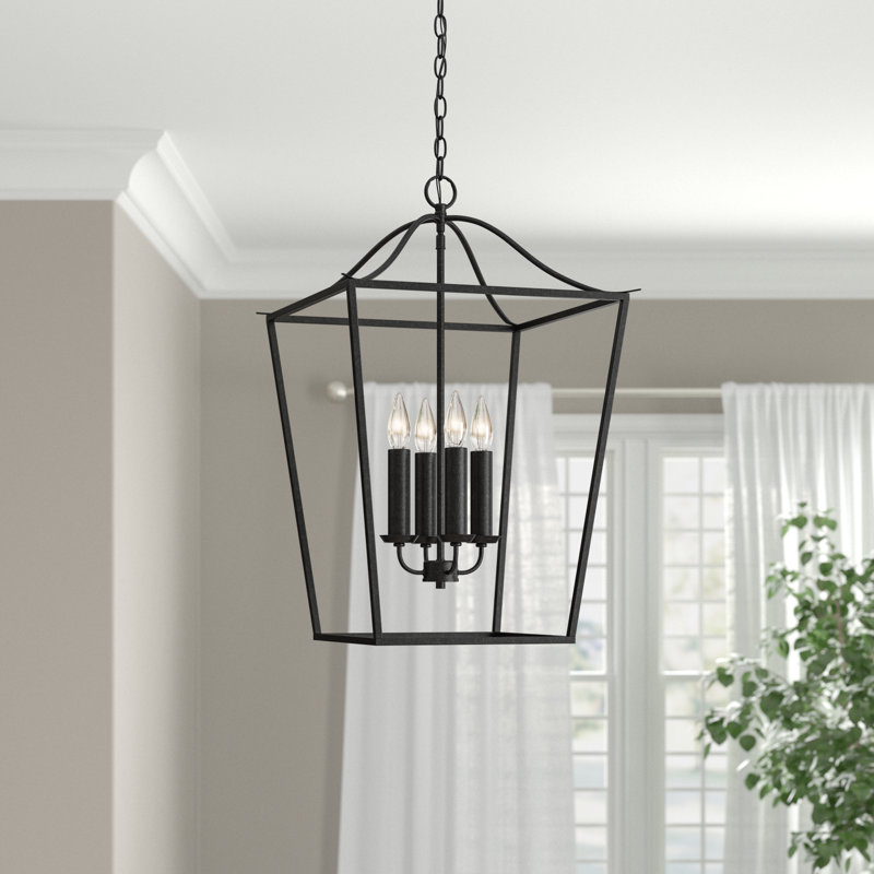 Luminaire suspendu 4 lumières Heidrun, Fer noir