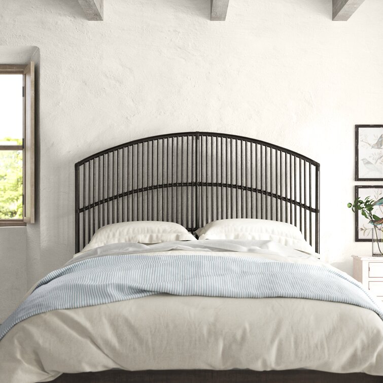 Boone Solid Wood and Cane Headboard Color: Black, Size: Queen