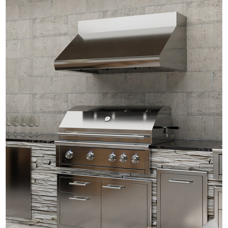 48" 1200 CFM Ducted Wall Mount Range Hood in Chrome with Nightlight, 36"