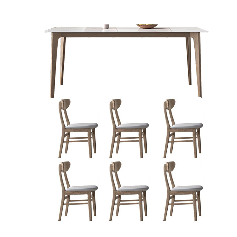Table de salle à manger et chaise rustique en frêne blanc, H 29,52 po x L 78,74 po x l 39,37 po