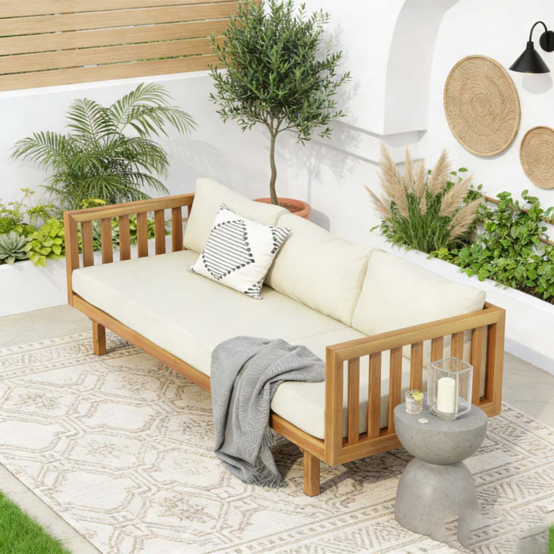 3 SEATER Patio Sofa, beige, Teak