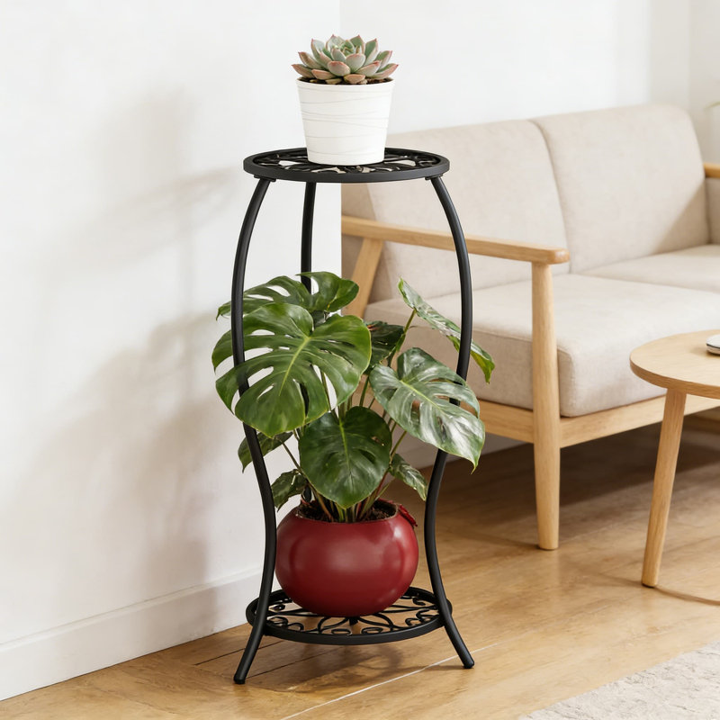 Support pour plante en métal à 2 niveaux pour l'intérieur et l'extérieur