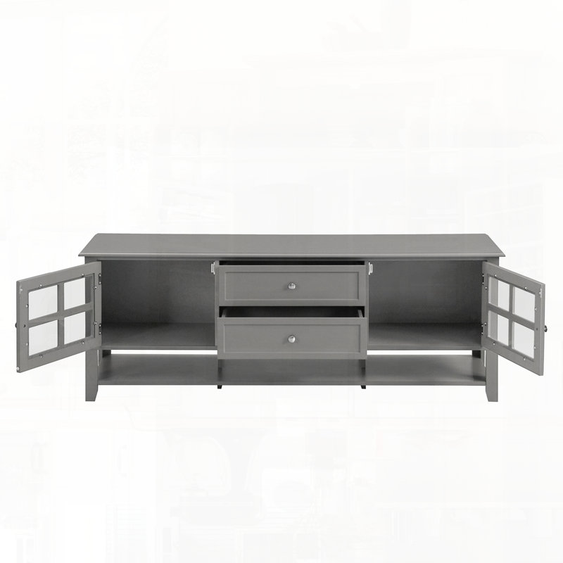 Modern TV Stand with Multifunctional Storage and Elegant Unique Design, Gray