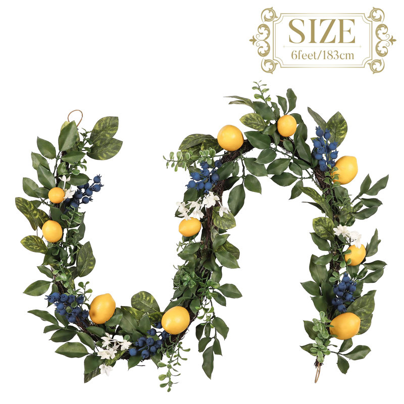 6.1FT Spring Artificial Lemon Garland with Lights - Faux Fruit Vine