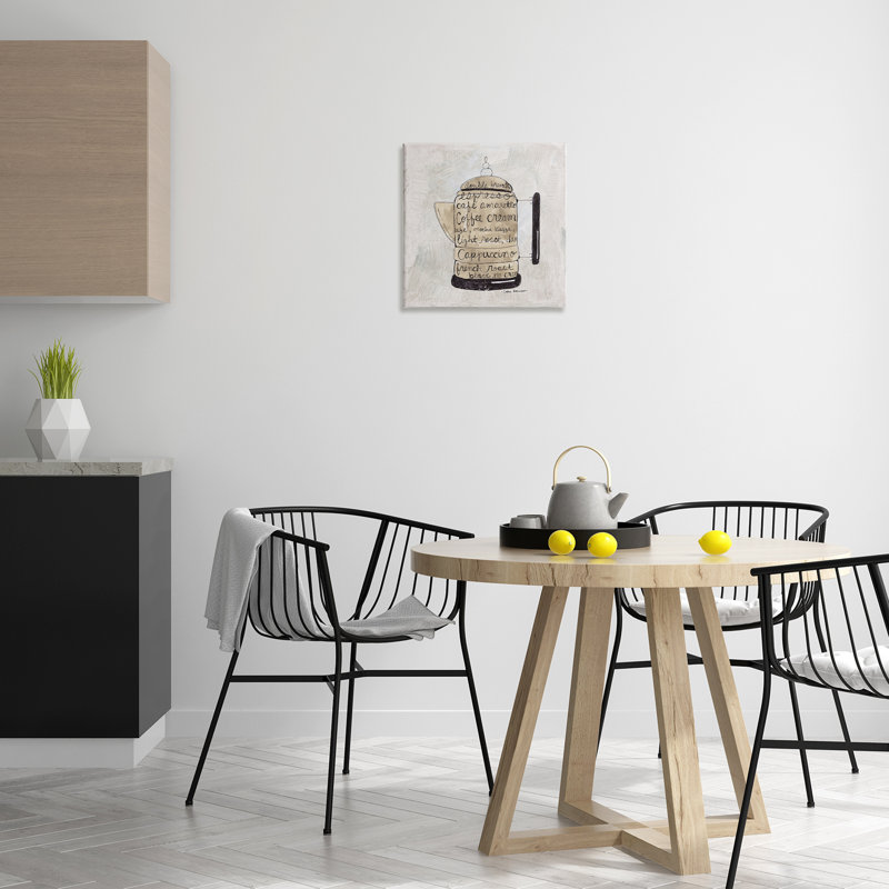 Art mural antique sur toile bouilloire de café, design par Carol Robinson, H 17 po x l 17 po