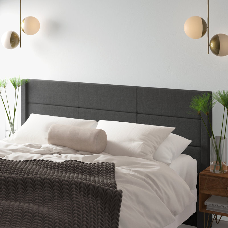 Tête de lit tapissier Chanee, Gris, Double/grand