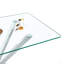 Table de salle à manger rectangulaire en verre trempé transparent de 47,24 po, conception élégante avec pieds en métal argenté, table de cuisine pour la salle à manger