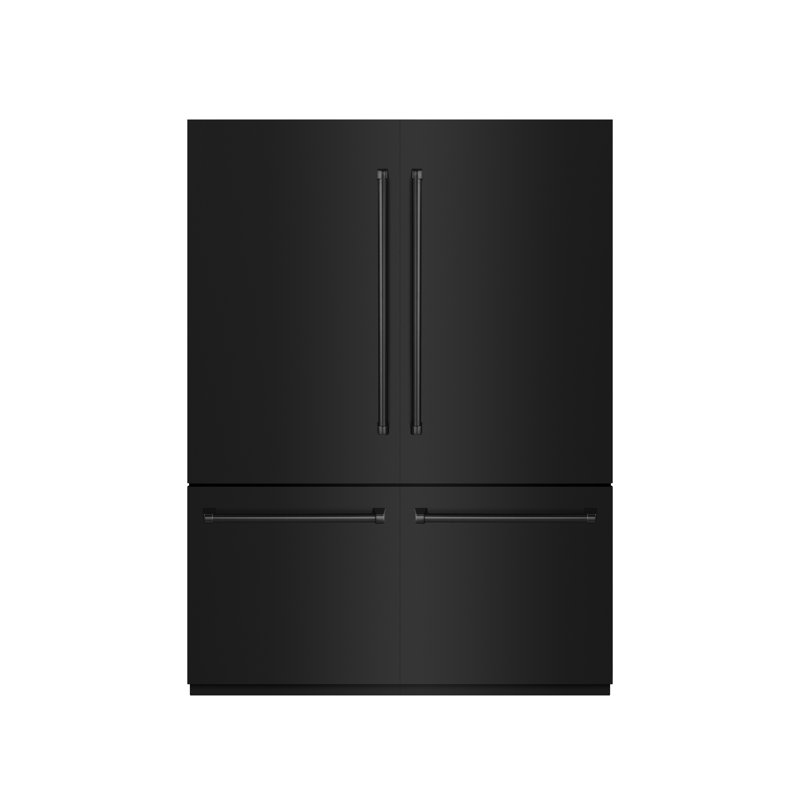 ZLINE 60 in. Built-In Refrigerator in White Matte with Graphite Gray Interior, Black Stainless Steel