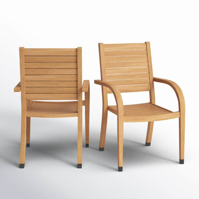 Chaises de patio en bois Alyisa, Bois clair