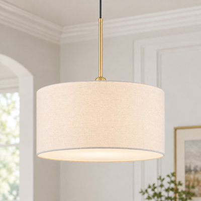 Lunelle 1-Light Dimmable Tapered Drum Shade Fabric Pendant Light