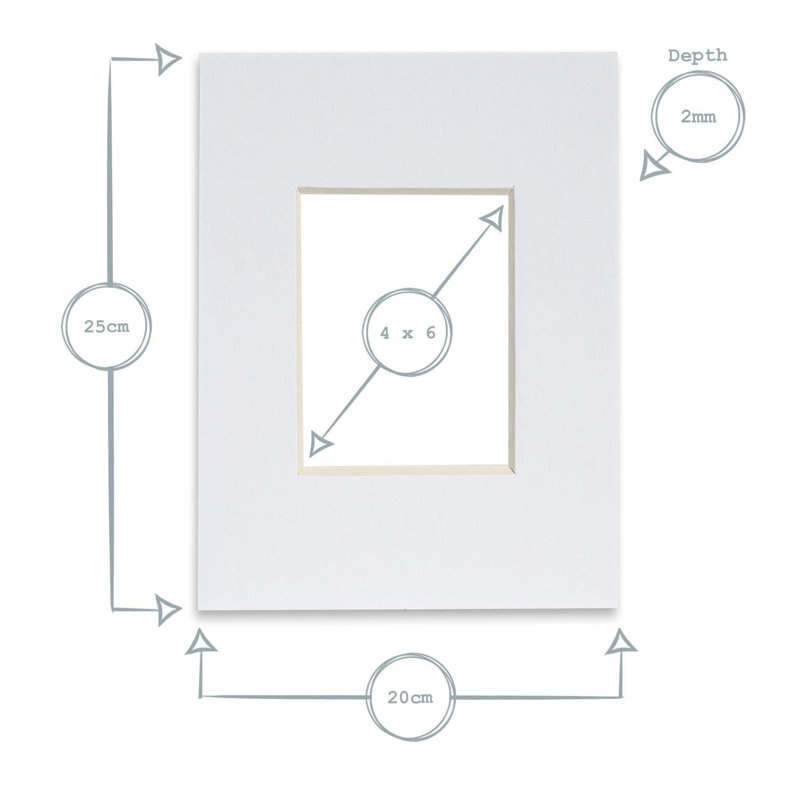Nicola Spring - Picture Mounts, White, 25cm H x 20cm W x 0.2cm D