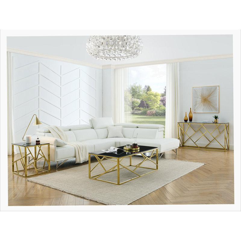 Welton Console Table, Chrome, Clear, 31" H x 45" W x 12" D