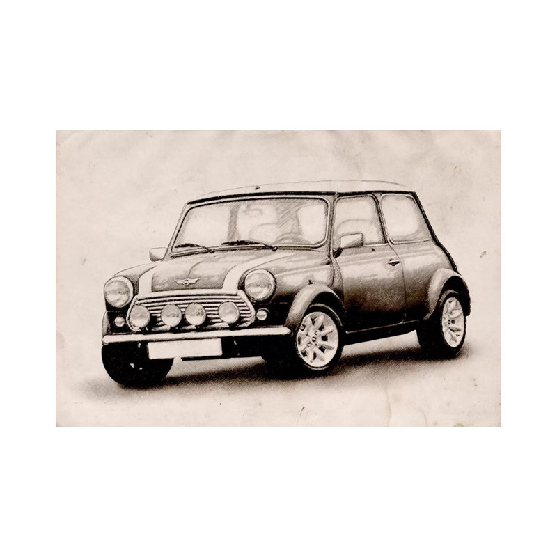 Mini Cooper Sketch by Michael Tompsett - Wrapped Canvas Print