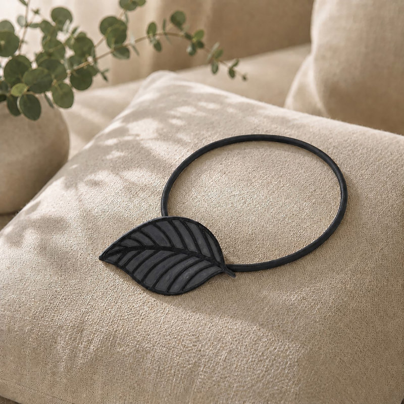 Embrasse de rideaux magnétique - Conception élégante en feuille de résine - Accessoire pratique pour les rideaux, Noir satiné