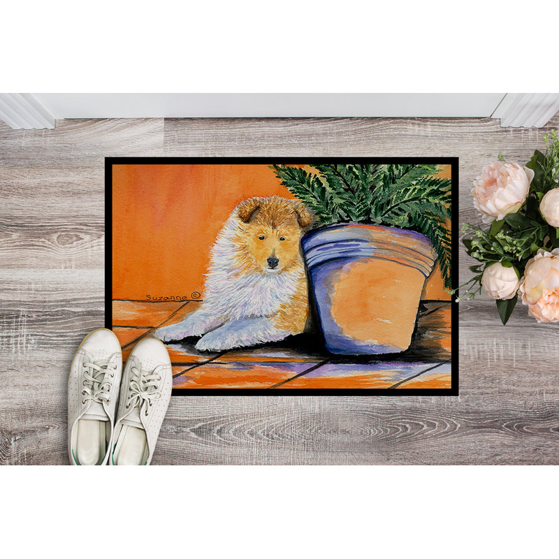 Tapis de porte d’intérieur anti-dérapant sheltie, Rectangle 2 pi x 3 pi