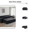 Ensemble de canapé convertible 3 pièces en cuir noir respirant avec rangement et fonction de lit - Canapé modulaire multifonctionnel pour petits espaces
