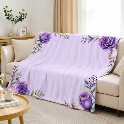 Plaid fleuri, motif roses, ultra doux, léger, respirant, toutes saisons, agréable au toucher, lavable à la machine, décoratif, pour canapé, fauteuil, salon et chambre