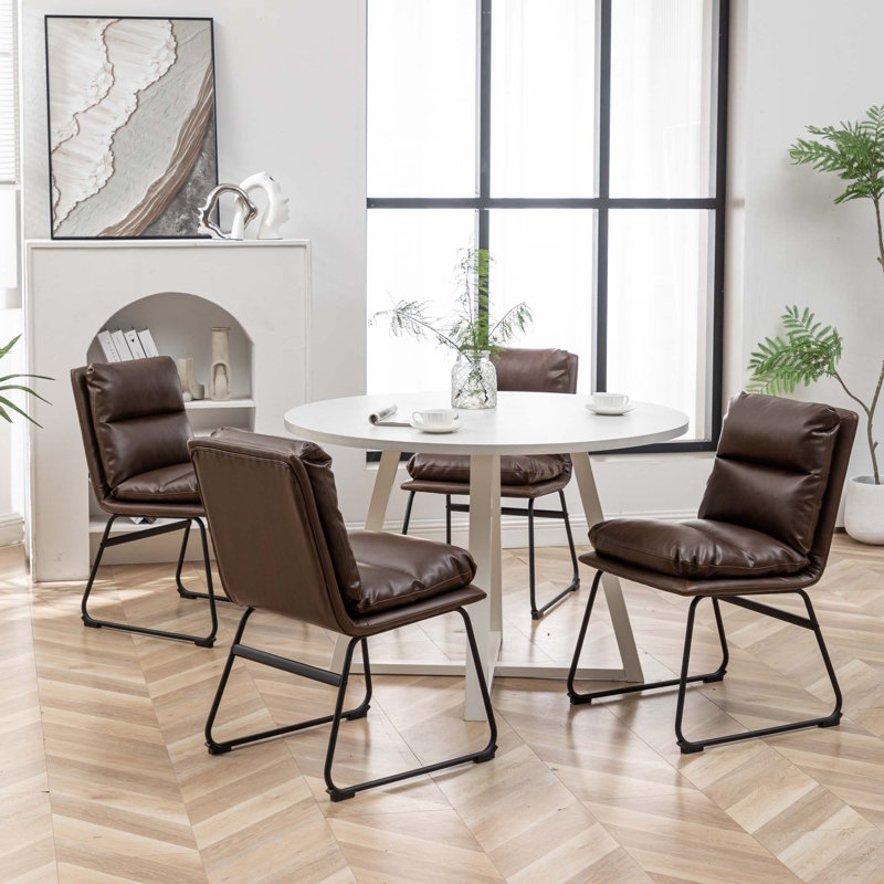5-Piece Round Dining Set, Brown/Black