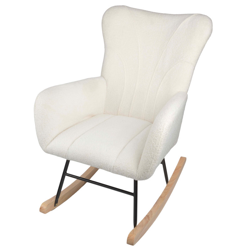 Chaise berçante rembourrée Lavish Home Teddy, crème, Crème