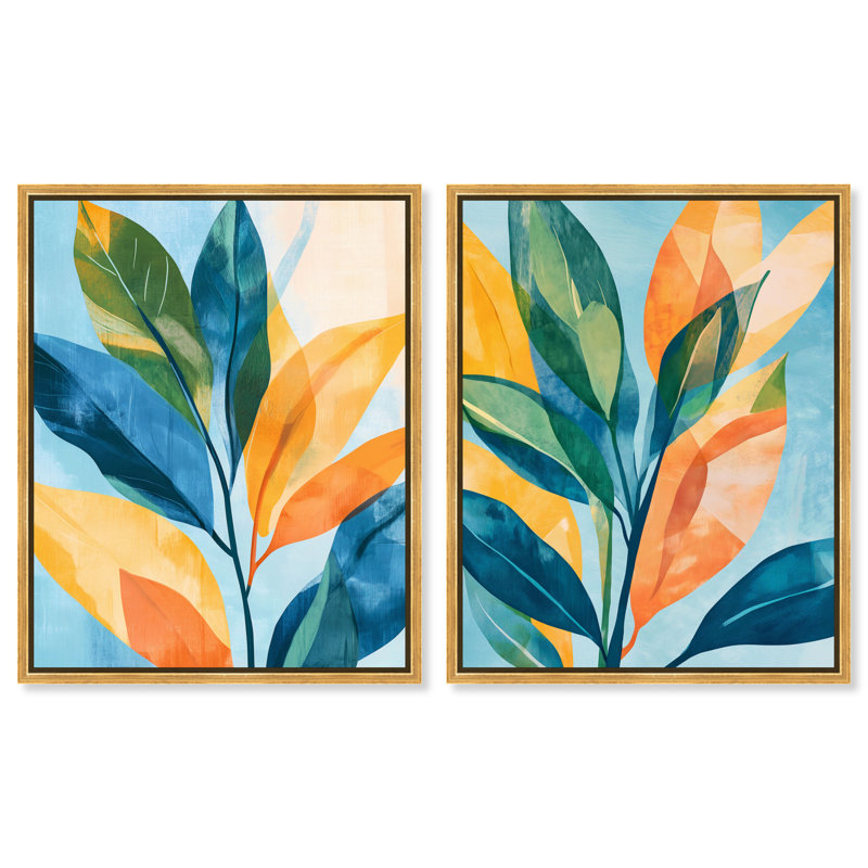 «Summer Breeze Duo», ensemble de décorations murales imprimées en acrylique encadrées par Art Remedy, cadre argenté, 24 x 30