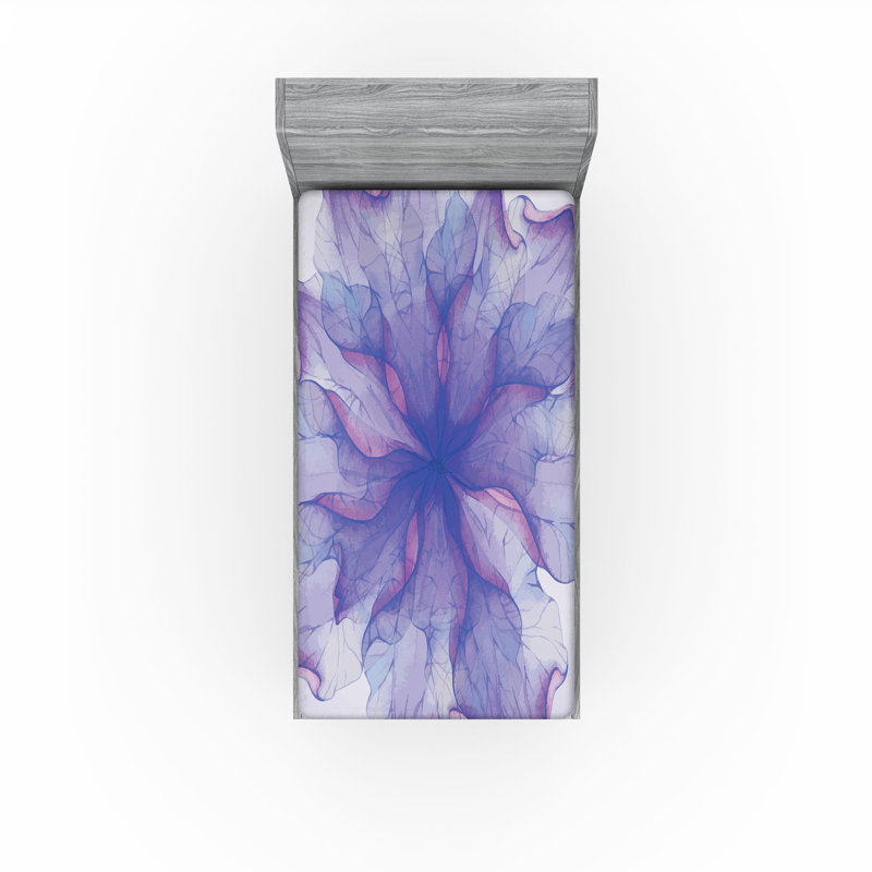 Ensemble de 2 draps-housses Ambesonne, Drap-housse de taille simple, Mauve foncé, mauve / floral