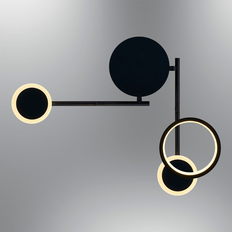 Modern Black Wall Lamp with Metal Body & Acrylic Cap, 18.5 x 15.7 x 3.5 inches | 17W Integral LED, 3000K Warm Light, 1700 Lm | Scandinavian Design, Perfect for Home or Office Décor, Stylish & Functional