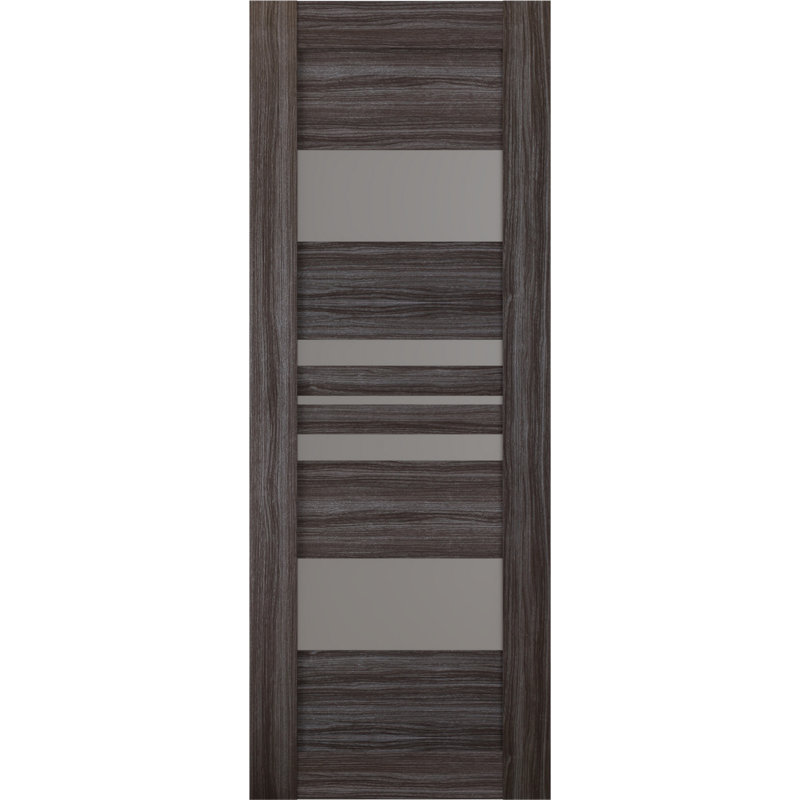 Porte de grange en lambris de bois manufacturé avec ensemble d'installation, Chêne gris, 17,75 po x 95,24 po