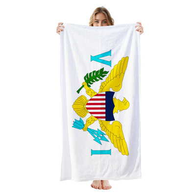  Serviette de plage en microfibre légère, absorbante sans décoloration, 30 po x 60 po, imprimé drapeau USVI
