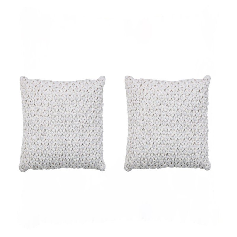 Housse de coussin diamant tressé carré, Blanc