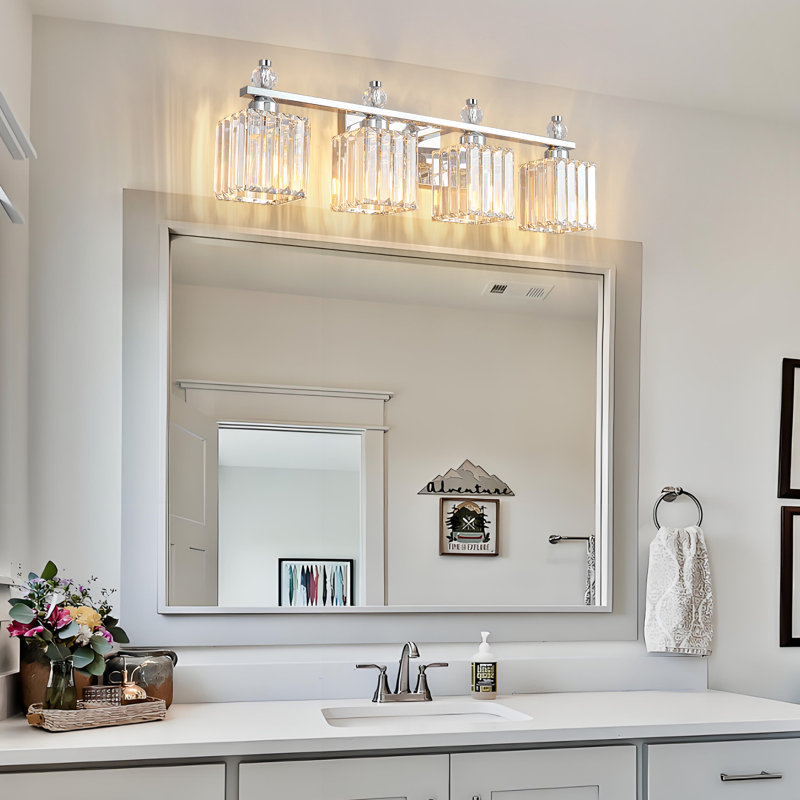 Kyneisha Bathroom Vanity Lamp Modern Crystal Vanity Lamp Bathroom Light Fixture Mirror Crystal Bathroom Vanity Lighting Fixture