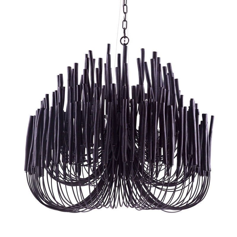 Tilda Chandelier, Black Stained Wood, 38" H x 36" W x 36" D