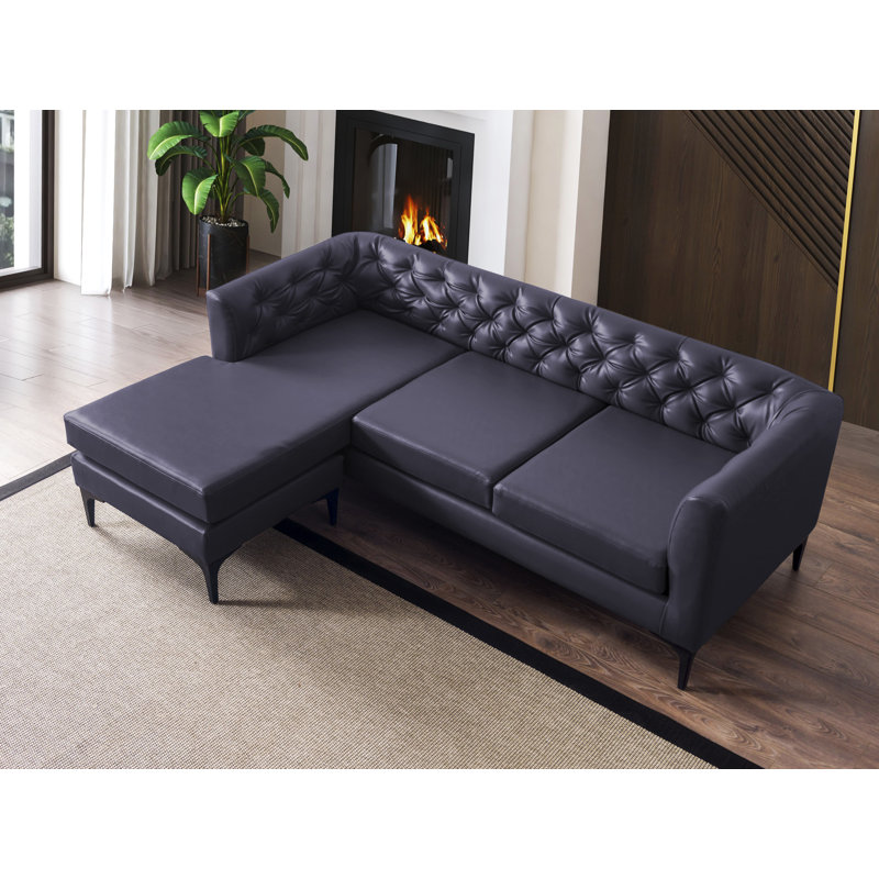 Glenyce Upholstered Sectional, Navy Zen