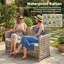 Ensemble de conversation en osier pour 4 personnes avec coussins-228004079
