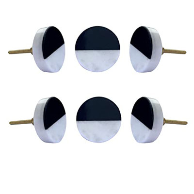 Poignées 1,5 po de diamètre en marbre noir et blanc Luna