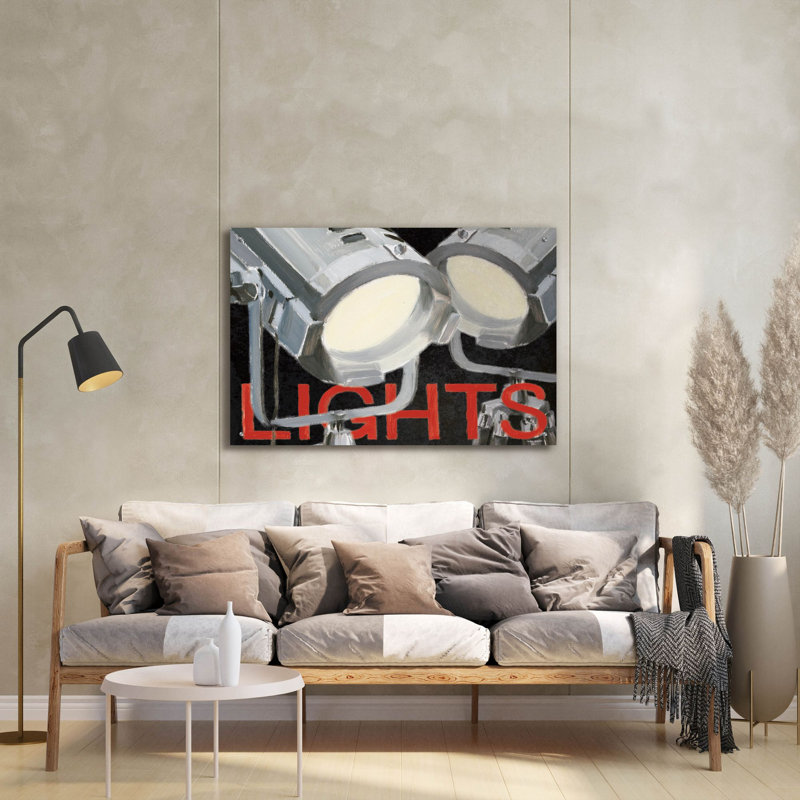 «Lights Caméra Action 1» par Marco Fabiano, art mural en verre acrylique, H 24 po x l 36 po x P 0,2 po
