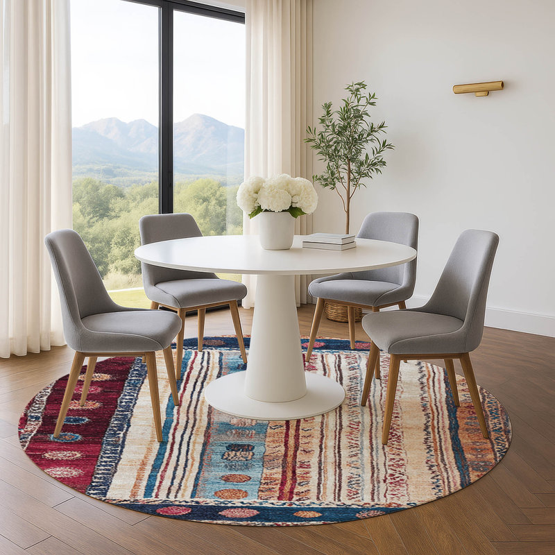 Premium Machine Washable Millbrook AMF1963 Stripes Rug, Round 8'