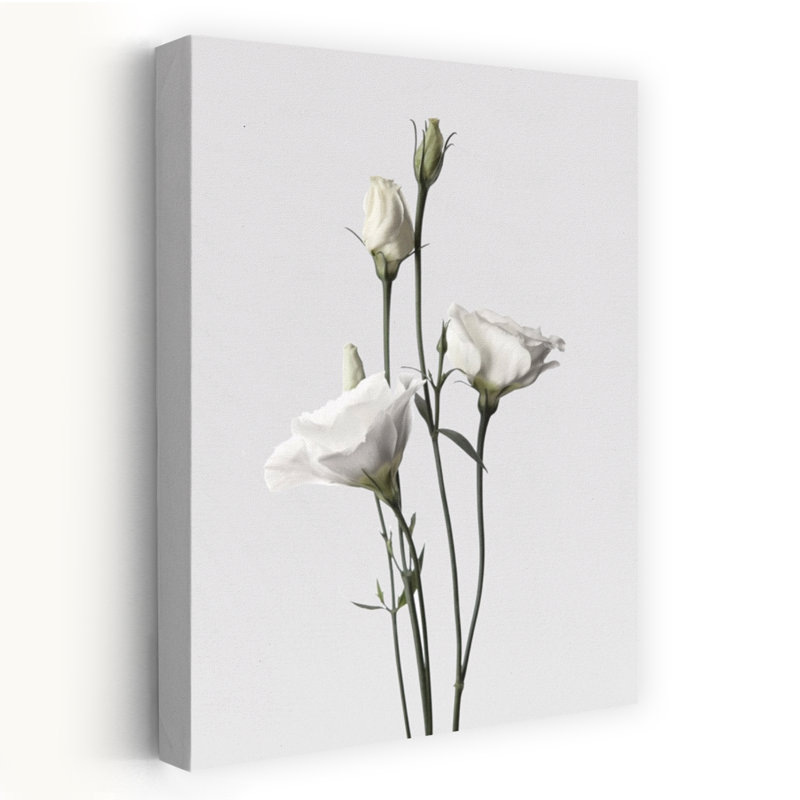 Lisianthus, art floral contemporain blanc, H 36 po x l 24 po