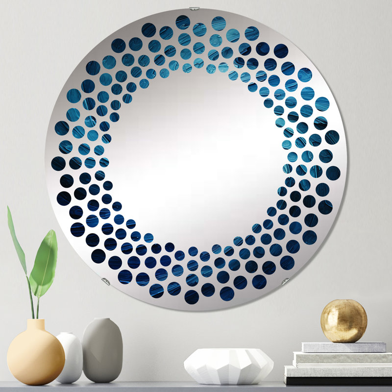 Hafiza Circle Mirror, 23.6" x 23.6", Blue Swirl I 