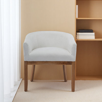 Mid Century Modern Upholstered Barrel Dining Chairs With Arms,Farmhouse Linen Kitchen & Dining Room Chairs