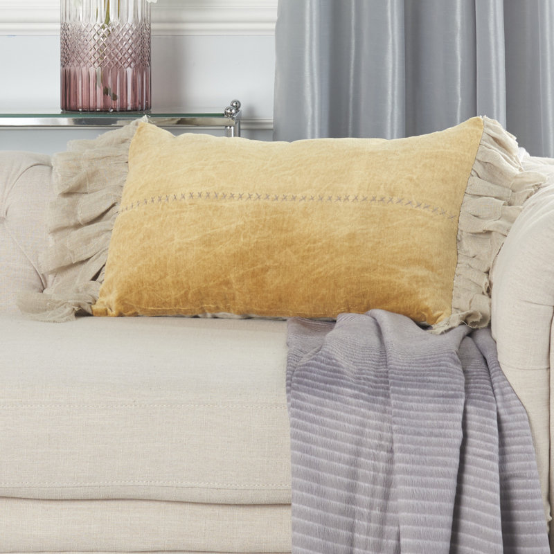  Housse de coussin rectangulaire et insert, Jaune