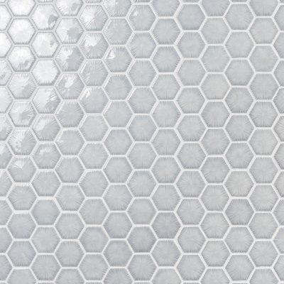 Carreau de mosaïque mural hexagonal en verre poli l 10,82 po x l 12,59 po Divine (0,94 pi2 / chaque)