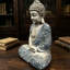 Sculpture de jardin bouddha méditant | Statue en résine résistante aux intempéries avec détails de robe florale pour patio ou jardin zen