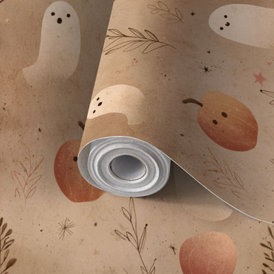 Papier de contact à peler et coller sans soudure, fantômes mignons d'Halloween auto-adhésifs et amovibles 24 po x 118 po (60 x 300 cm)